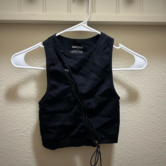 Garage Tops - Garage Black Fitted Crop Tank Top